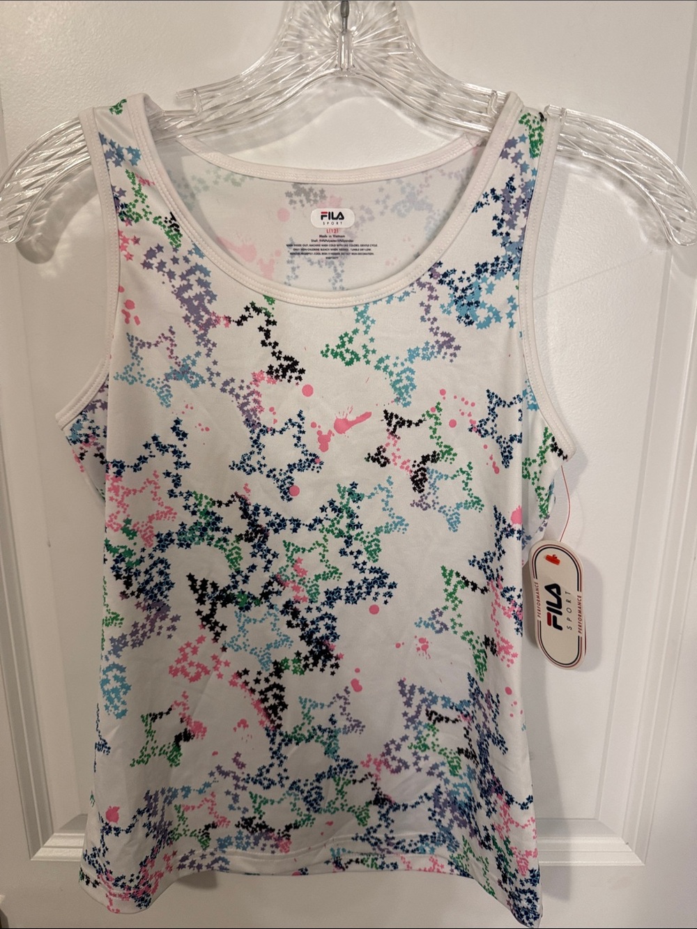 Fila Women’s White Tank Top with Multicolor Floral Pixel Print